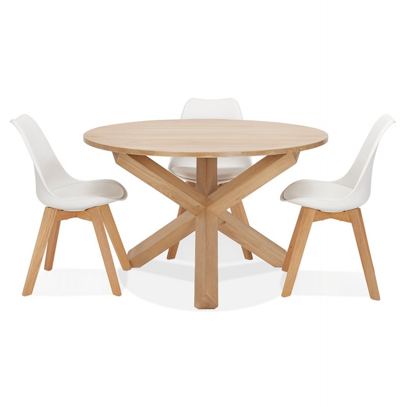 Round design dining table in solid oak VALENTINE (Ø 120 cm) (natural) - image 60627