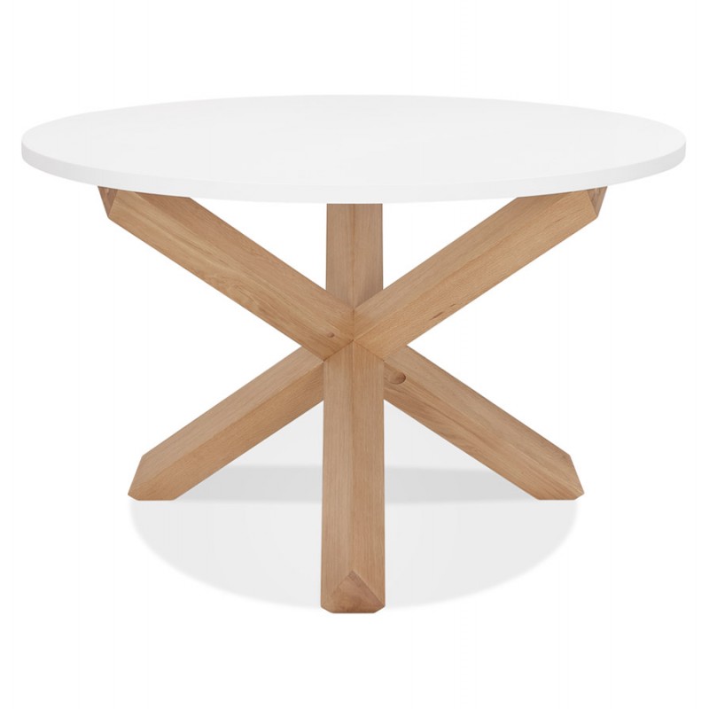 Table de repas design ronde en bois NICOLE (Ø 120 cm) (blanc mat ciré) - image 60640