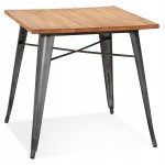 Tavolo quadrato in stile industriale in legno e metallo grigio scuro GILOU (76x76 cm) (marrone)