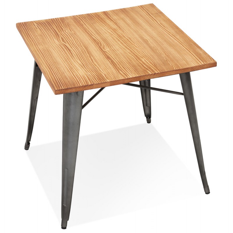 Table carré style industriel en bois et métal gris foncé GILOU (76x76 cm) (marron) - image 60653
