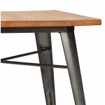 Table carré style industriel en bois et métal gris foncé GILOU (76x76 cm) (marron)
