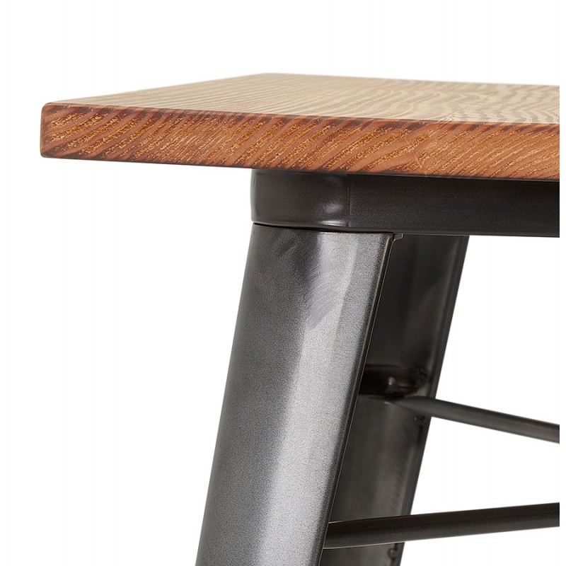 Square industrial style table in wood and dark grey metal GILOU (76x76 cm) (brown) - image 60657
