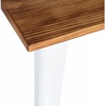 Table carré style industriel en bois et métal blanc GILOU (76x76 cm) (marron)