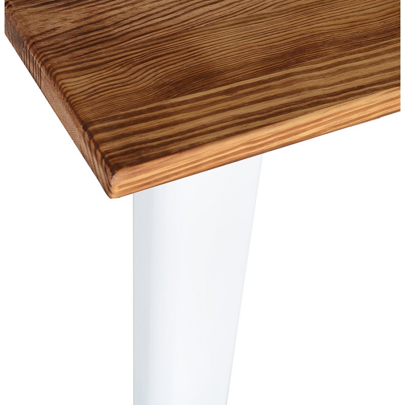 Table carré style industriel en bois et métal blanc GILOU (76x76 cm) (marron) - image 60661