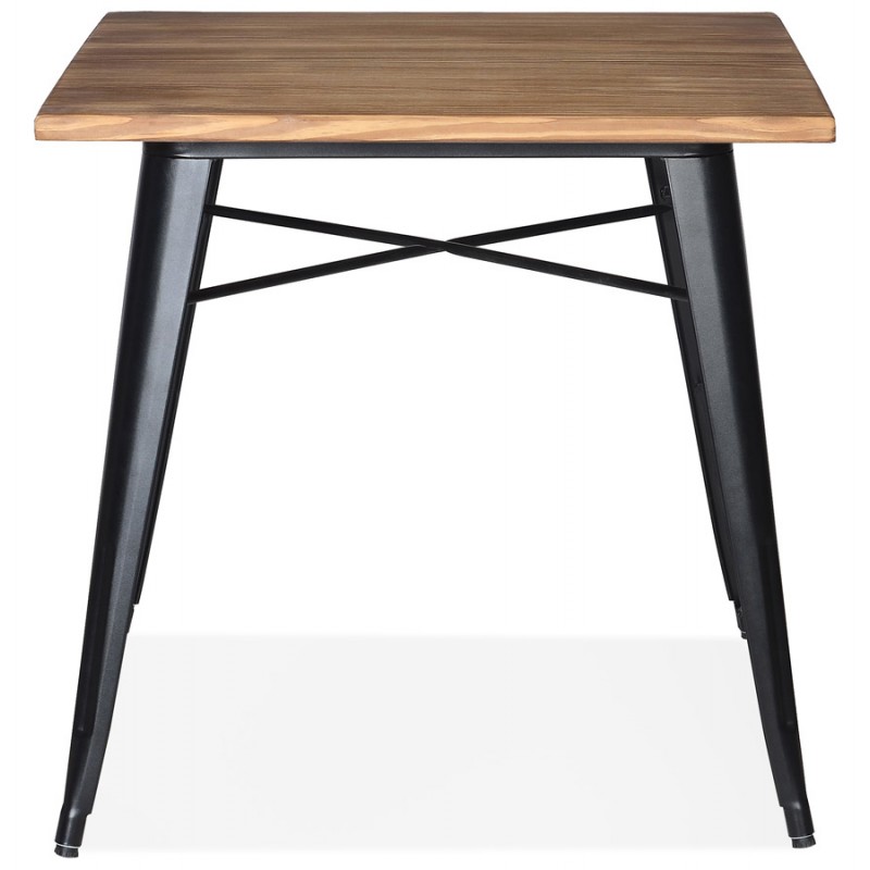 Table carré style industriel en bois et métal noir GILOU (76x76 cm) (marron) - image 60674