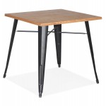 Quadratischer Tisch im Industriestil aus Holz und schwarzem Metall GILOU (76x76 cm) (natur)
