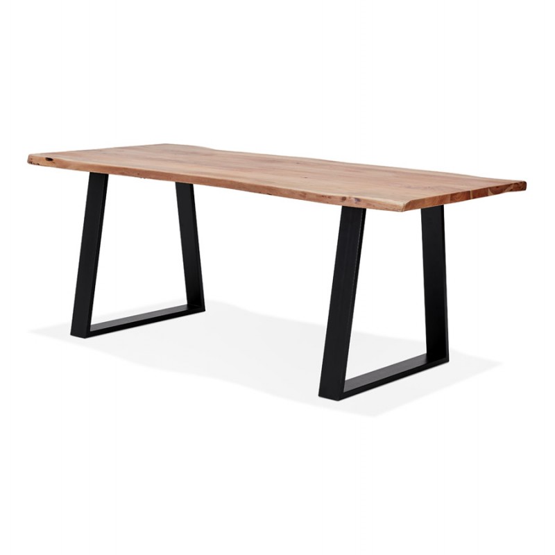 Table à manger en bois massif d'acacia LANA (95x200 cm) (finition naturel) - image 60690