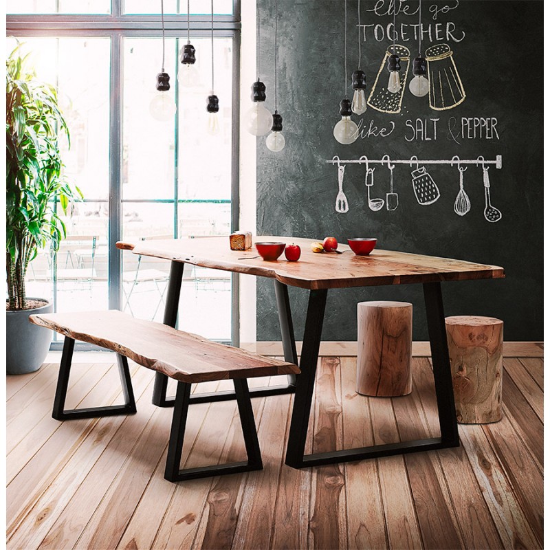 Tavolo da pranzo in legno massello di acacia LANA (95x200 cm) (finitura naturale) - image 60700