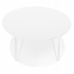 Oval design coffee table in wood and metal CHALON (matt white)
