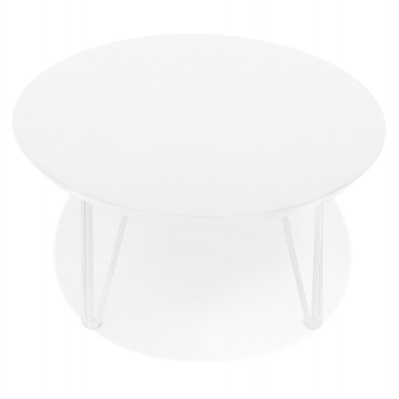 Table basse design ovale en bois et métal CHALON (blanc mat) - image 60739