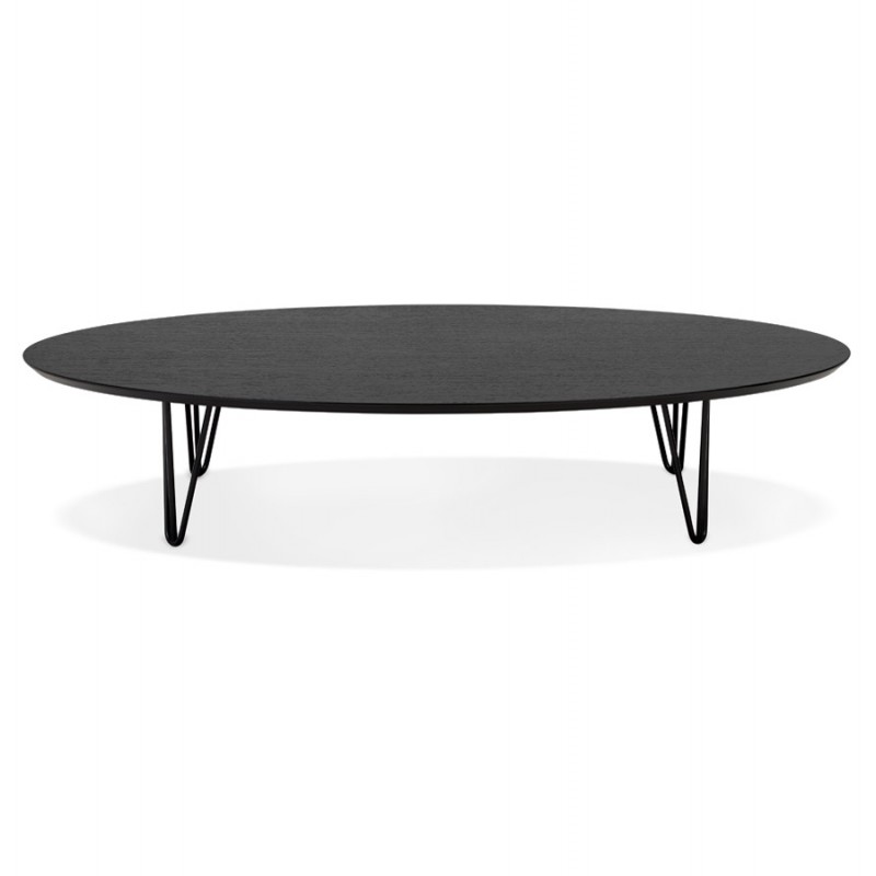 Oval design coffee table in wood and metal CHALON (black) - image 60743