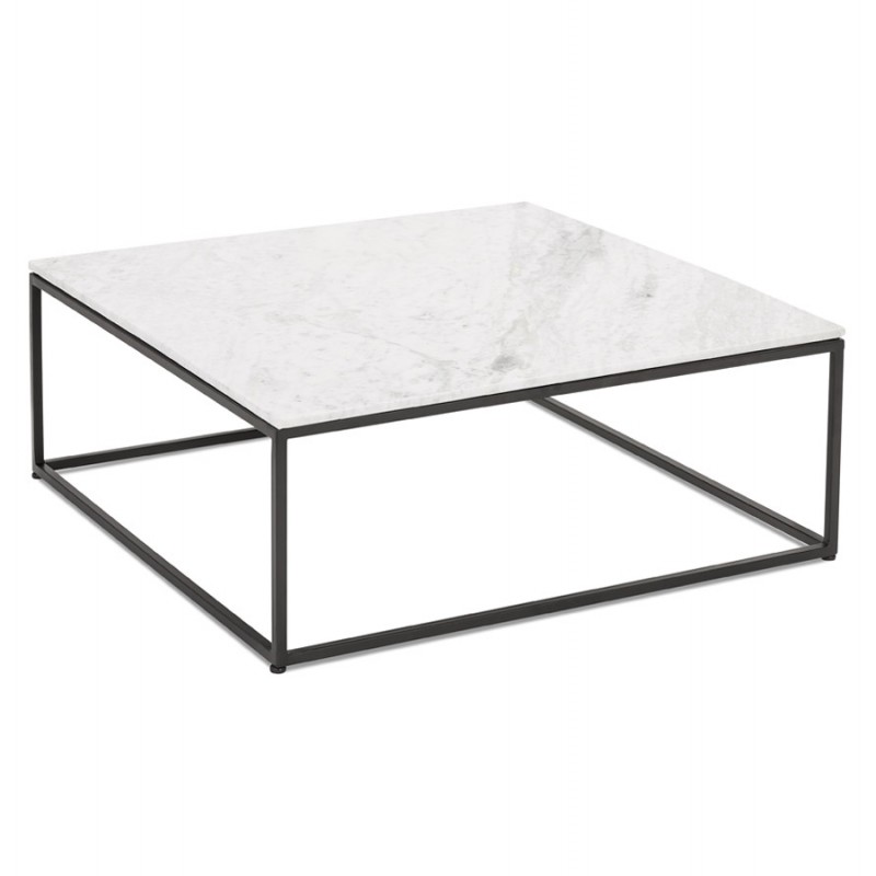 Tavolino in pietra quadrata effetto marmo NICOS (bianco) - image 60753