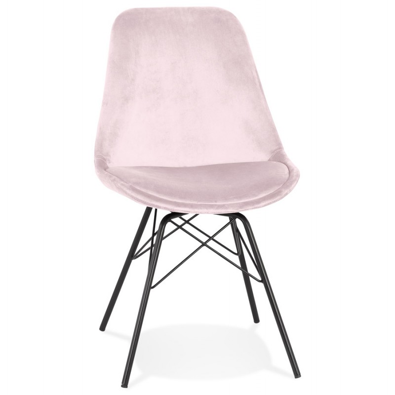 Design-Stuhl aus Samtstofffüßen Metall schwarz IZZA (Pink) - image 61023