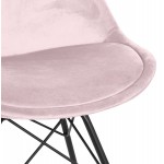 Chaise design en tissu velours pieds métal noirs IZZA (Rose)