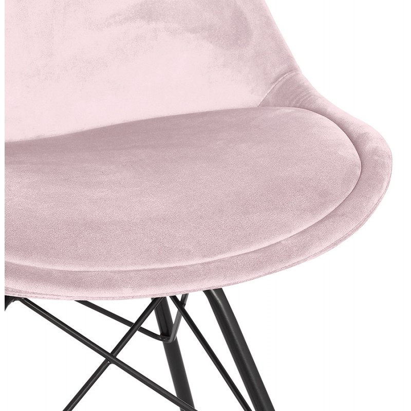 Chaise design en tissu velours pieds métal noirs IZZA (Rose) - image 61029