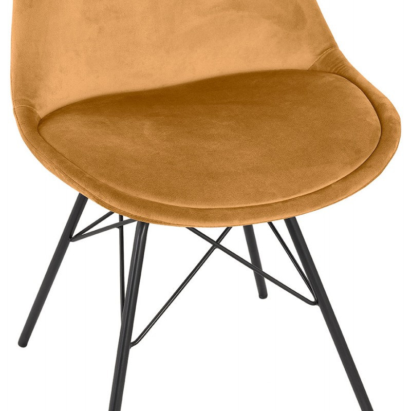 Design chair in velvet fabric feet metal black IZZA (Mustard) - image 61037