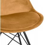 Chaise design en tissu velours pieds métal noirs IZZA (Moutarde)