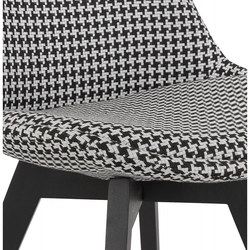 Chaise vintage et industrielle en tissu pieds noirs LEONORA (Pied de poule) - image 61047