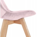 Chaise vintage et scandinave en velours pieds en bois naturel LEONORA (Rose)