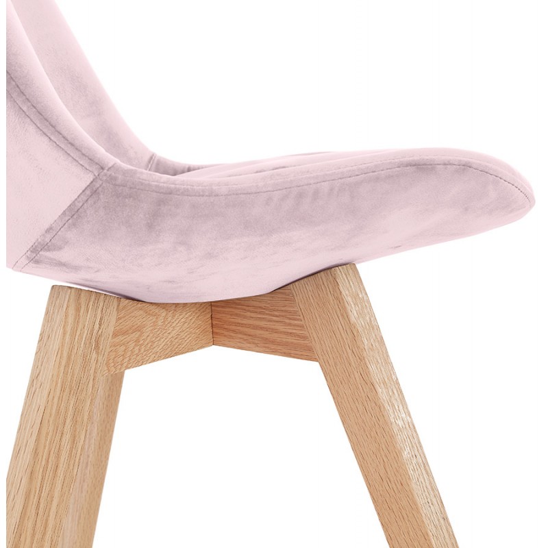 Chaise vintage et scandinave en velours pieds en bois naturel LEONORA (Rose) - image 61056