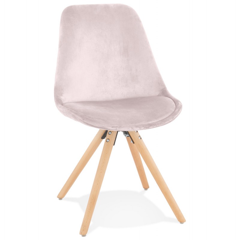 Vintage and Scandinavian chair in velvet feet natural wood ALINA (Rose) - image 61084