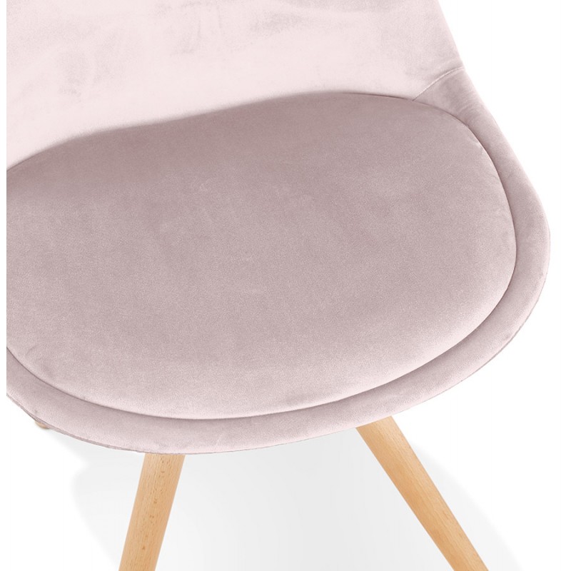 Vintage and Scandinavian chair in velvet feet natural wood ALINA (Rose) - image 61089