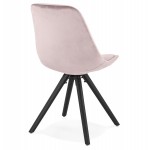 Pies de silla de terciopelo vintage e industrial en madera negra ALINA (Rosa)