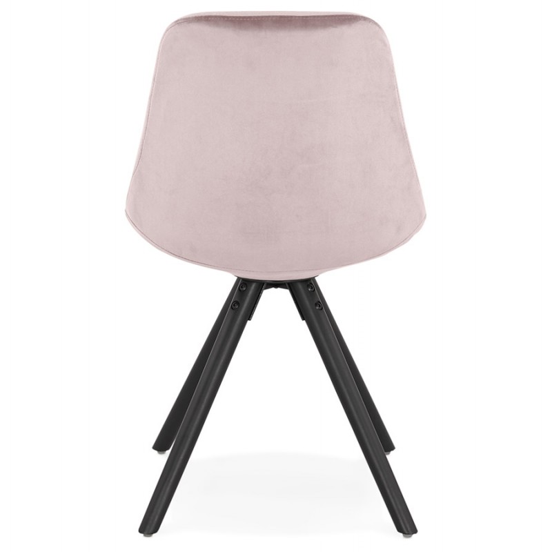 Vintage- und Industrie-Samt-Stuhlfüße aus schwarzem Holz ALINA (Pink) - image 61098