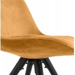 Patas de silla de terciopelo vintage e industrial en madera negra ALINA (Mostaza)