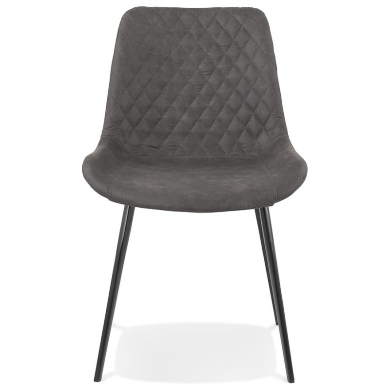 Chaise vintage et rétro en microfibre pieds métal noirs JALON (gris foncé) - image 61157