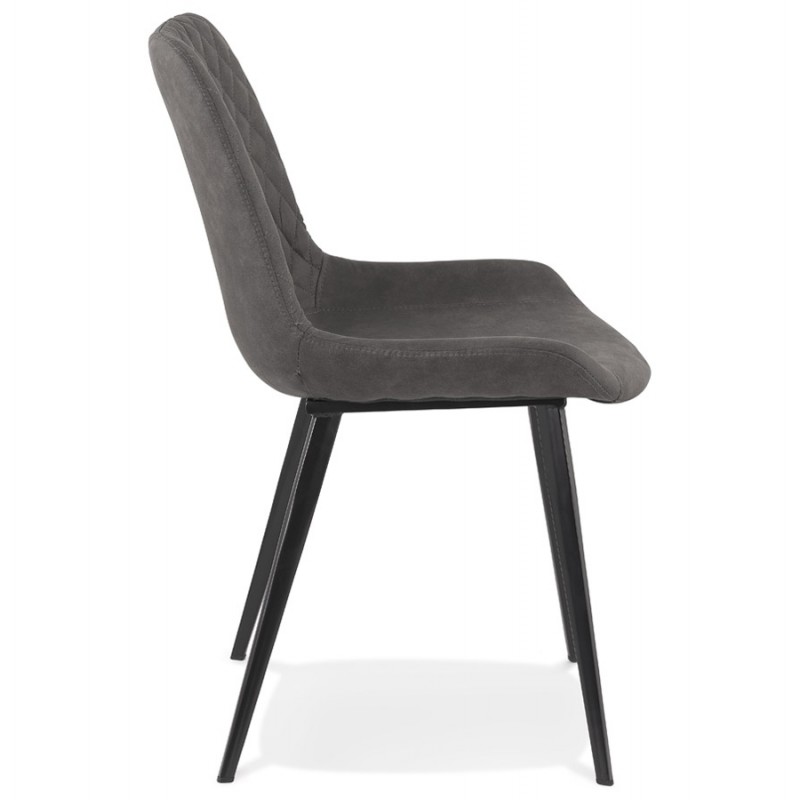Vintage- und Retro-Stuhl aus schwarzem Metallfuß Mikrofaserfüße schwarz JALON (dunkelgrau) - image 61158