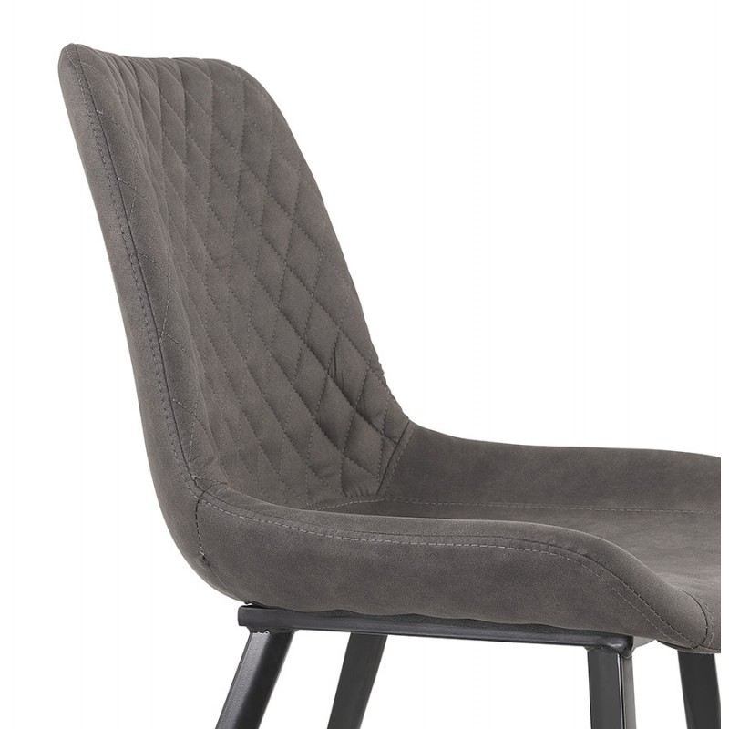Vintage- und Retro-Stuhl aus schwarzem Metallfuß Mikrofaserfüße schwarz JALON (dunkelgrau) - image 61164