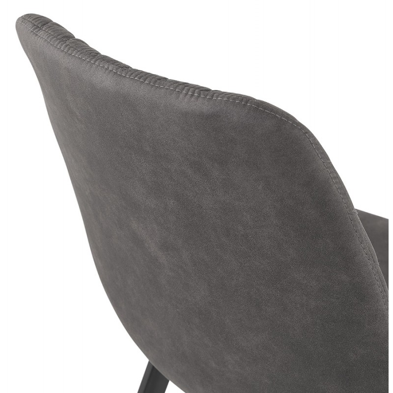 Chaise vintage et rétro en microfibre pieds métal noirs JALON (gris foncé) - image 61165