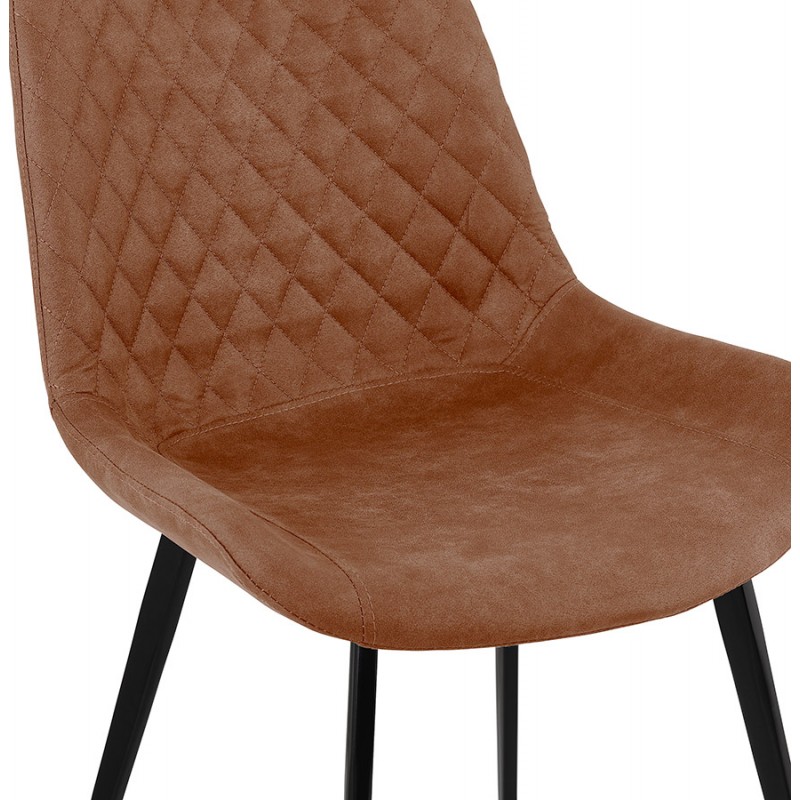 Vintage- und Retro-Stuhl aus Mikrofaserfüßen aus schwarzem Metall JALON (braun) - image 61173