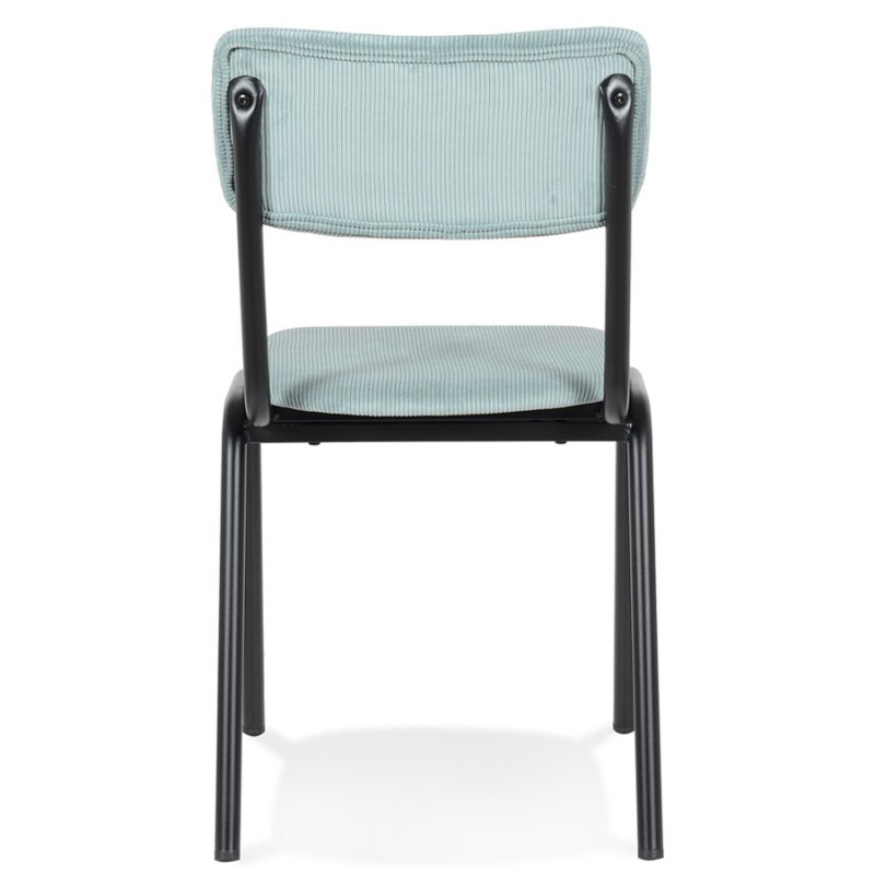 Chaise de cuisine en tissu rétro et vintage empilable CHARLETTE (bleu) - image 61208