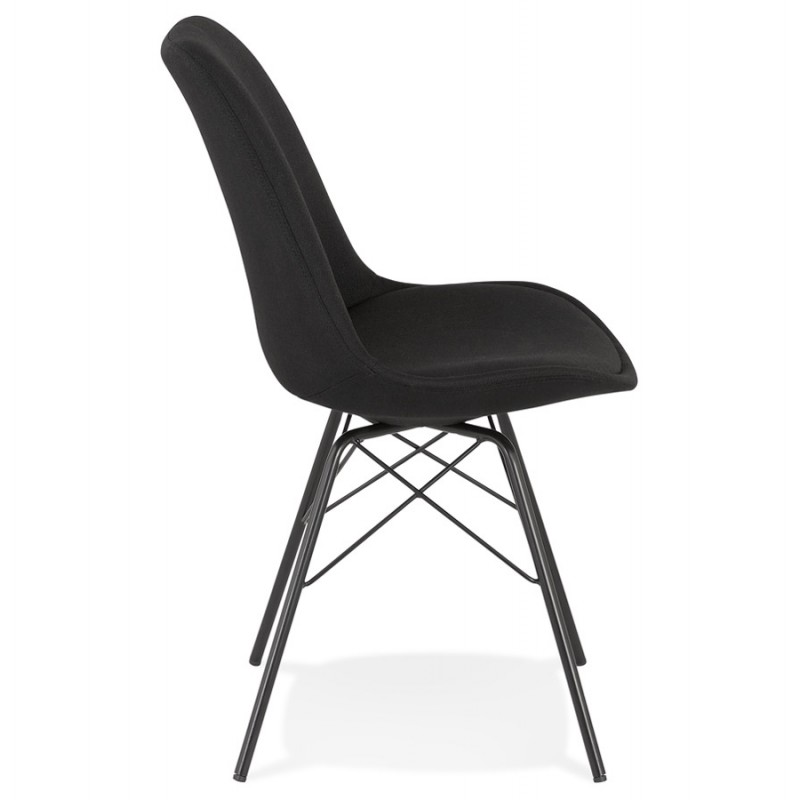 Chaise style industriel en tissu et pieds noirs DANA (noir) - image 61278