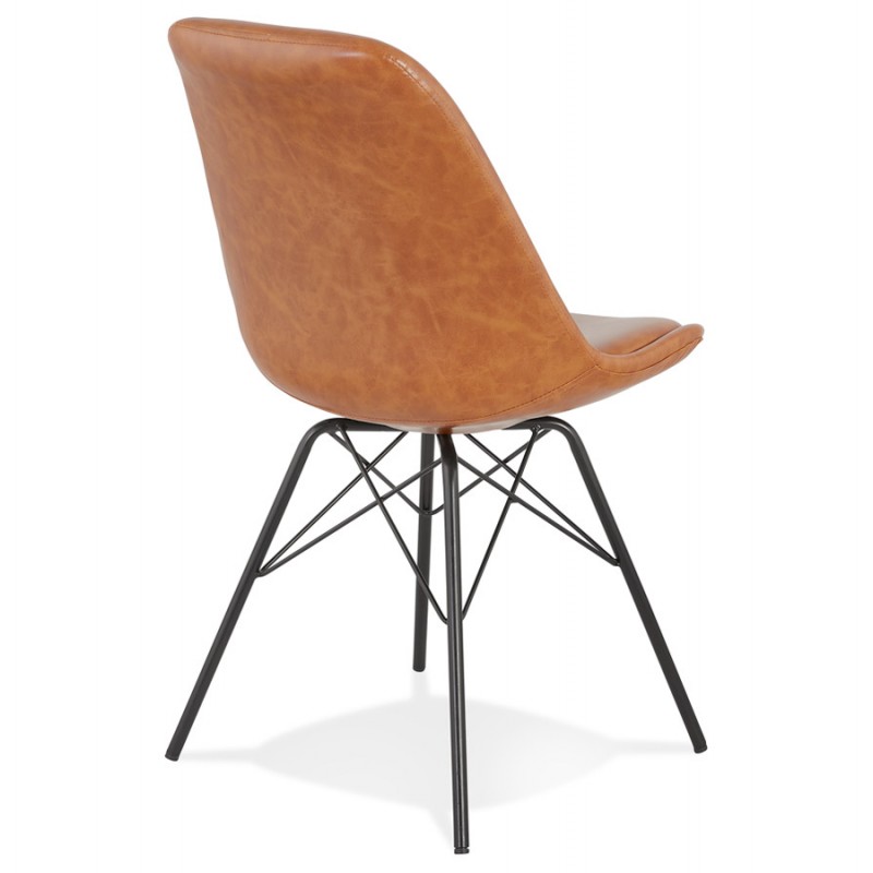 Chaise style industriel en polyuréthane et pieds noirs FANTAZA (marron) - image 61289