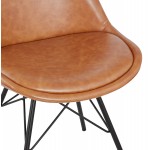 Chaise style industriel en polyuréthane et pieds noirs FANTAZA (marron)