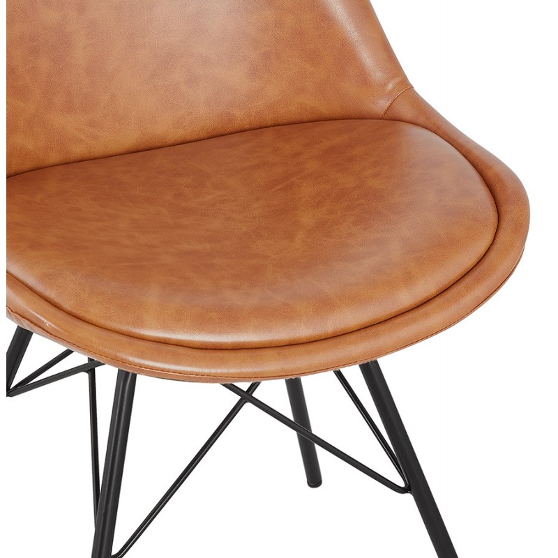 Sedia in poliuretano in stile industriale e gambe nere FANTAZA (marrone) - image 61291
