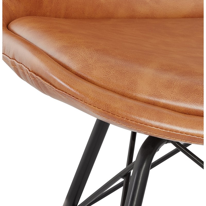 Chaise style industriel en polyuréthane et pieds noirs FANTAZA (marron) - image 61292