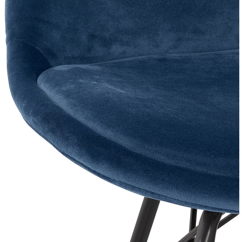 Design chair in black metal velvet fabric feet black metal IZZA (blue) - image 61321