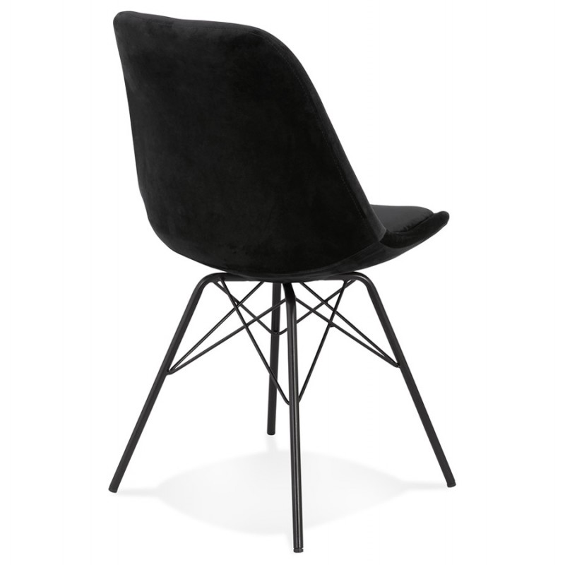 Chaise design en tissu velours pieds métal noirs IZZA (noir) - image 61328