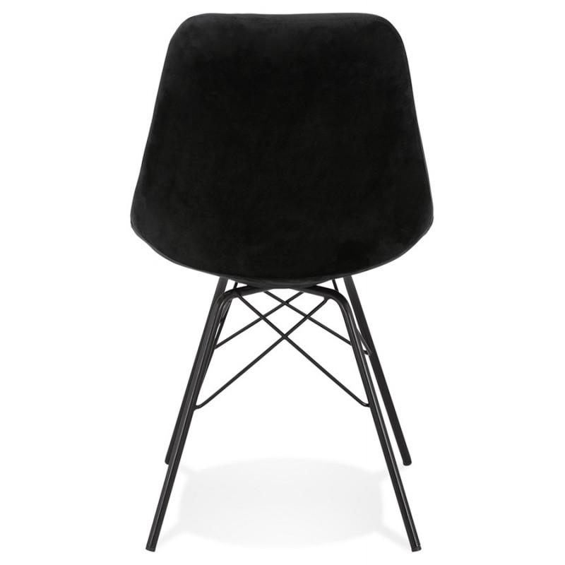 Chaise design en tissu velours pieds métal noirs IZZA (noir) - image 61329