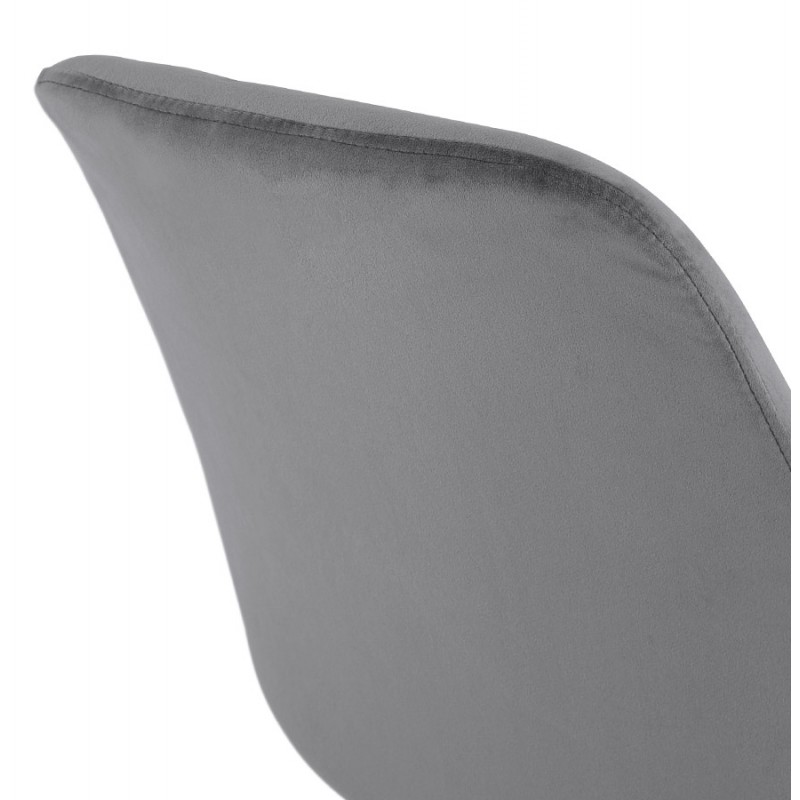 Chaise design en tissu velours pieds métal noirs IZZA (gris) - image 61342
