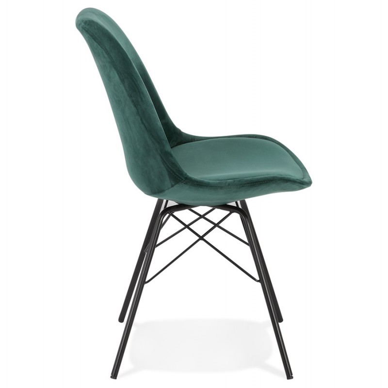Design chair in velvet fabric feet metal black IZZA (green) - image 61347