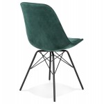 Chaise design en tissu velours pieds métal noirs IZZA (vert)
