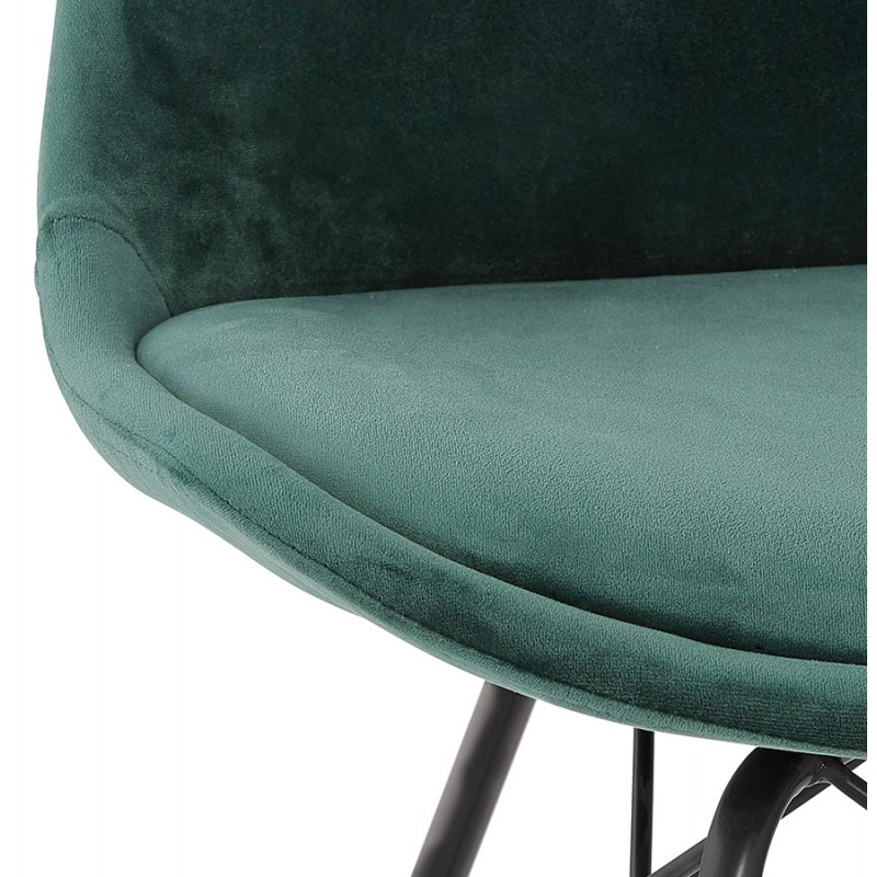 Sedia di design in tessuto velluto piedini metallo nero IZZA (verde) - image 61351