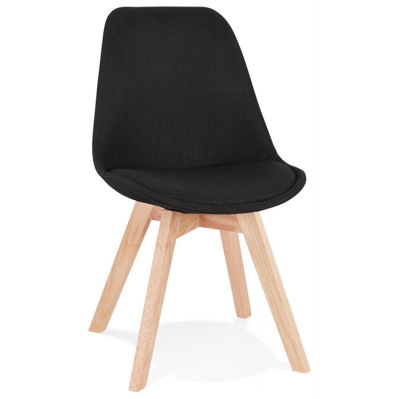 Design chair in fabric feet natural wood NAYA (black) - image 61422