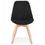 Chaise design en tissu pieds bois naturel NAYA (noir)
