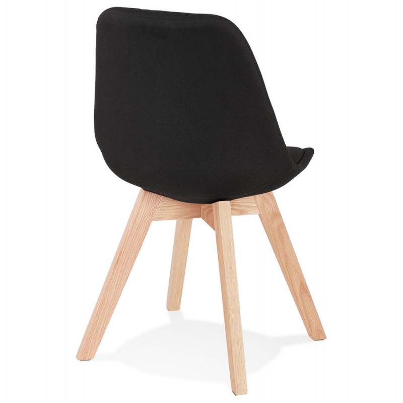 Chaise design en tissu pieds bois naturel NAYA (noir) - image 61425